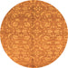 Round Machine Washable Abstract Orange Modern Area Rugs, wshabs1719org