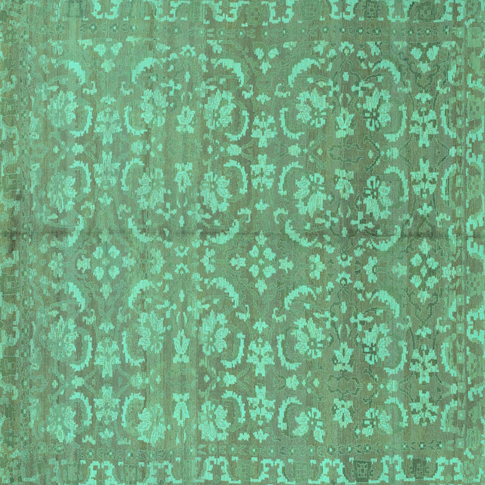 Square Machine Washable Abstract Turquoise Modern Area Rugs, wshabs1719turq