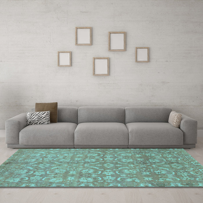 Machine Washable Abstract Light Blue Modern Rug in a Living Room, wshabs1719lblu