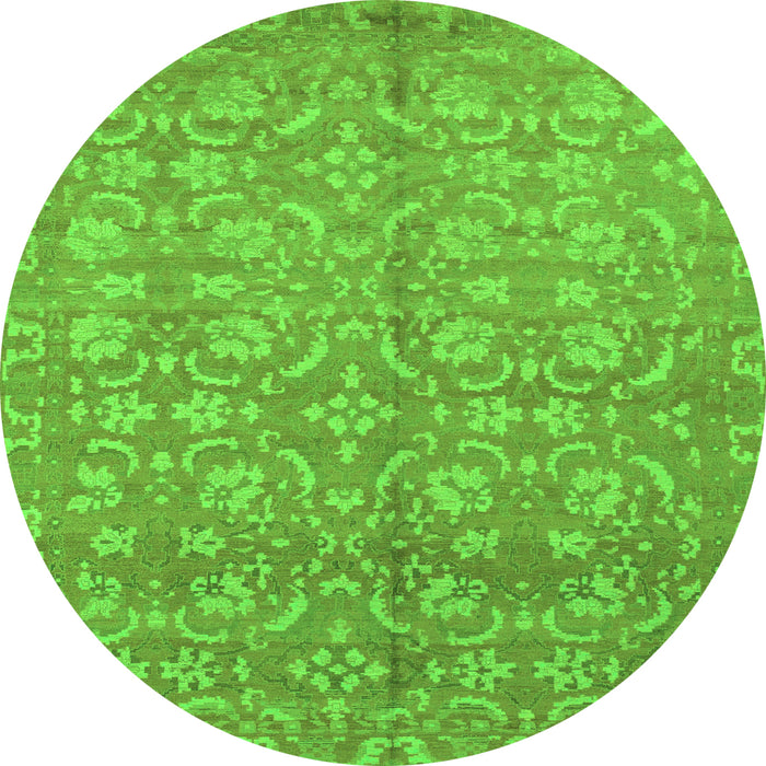 Round Machine Washable Abstract Green Modern Area Rugs, wshabs1719grn