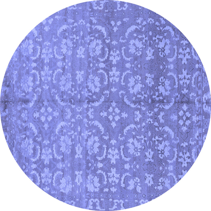 Round Machine Washable Abstract Blue Modern Rug, wshabs1719blu