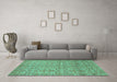 Machine Washable Abstract Turquoise Modern Area Rugs in a Living Room,, wshabs1719turq