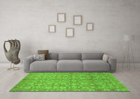 Machine Washable Abstract Green Modern Rug, wshabs1719grn