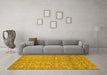 Machine Washable Abstract Yellow Modern Rug in a Living Room, wshabs1719yw