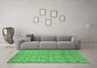 Machine Washable Abstract Emerald Green Modern Area Rugs in a Living Room,, wshabs1719emgrn