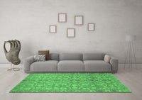 Machine Washable Abstract Emerald Green Modern Rug, wshabs1719emgrn