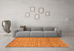 Machine Washable Abstract Orange Modern Area Rugs in a Living Room, wshabs1719org