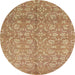 Round Machine Washable Abstract Chocolate Brown Rug, wshabs1719