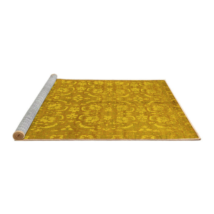 Sideview of Machine Washable Abstract Yellow Modern Rug, wshabs1719yw