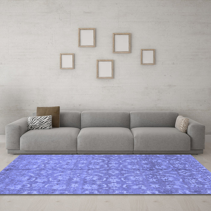 Machine Washable Abstract Blue Modern Rug in a Living Room, wshabs1719blu