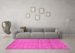 Machine Washable Abstract Pink Modern Rug in a Living Room, wshabs1719pnk