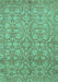 Machine Washable Abstract Turquoise Modern Area Rugs, wshabs1719turq