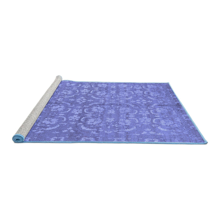 Sideview of Machine Washable Abstract Blue Modern Rug, wshabs1719blu