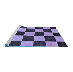 Sideview of Machine Washable Checkered Blue Modern Rug, wshabs171blu