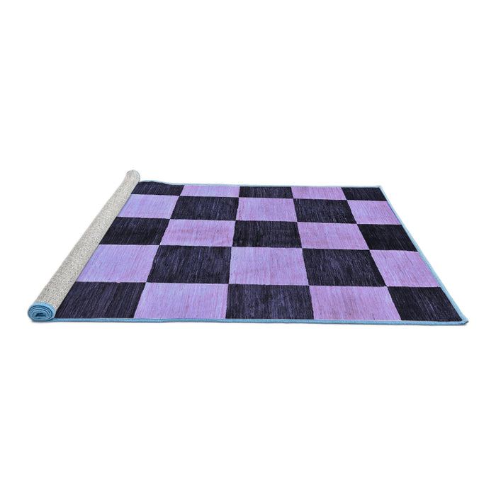 Sideview of Machine Washable Checkered Blue Modern Rug, wshabs171blu
