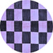 Round Machine Washable Checkered Blue Modern Rug, wshabs171blu