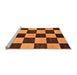 Sideview of Machine Washable Checkered Orange Modern Area Rugs, wshabs171org