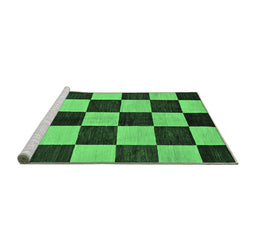 Sideview of Machine Washable Checkered Emerald Green Modern Area Rugs, wshabs171emgrn