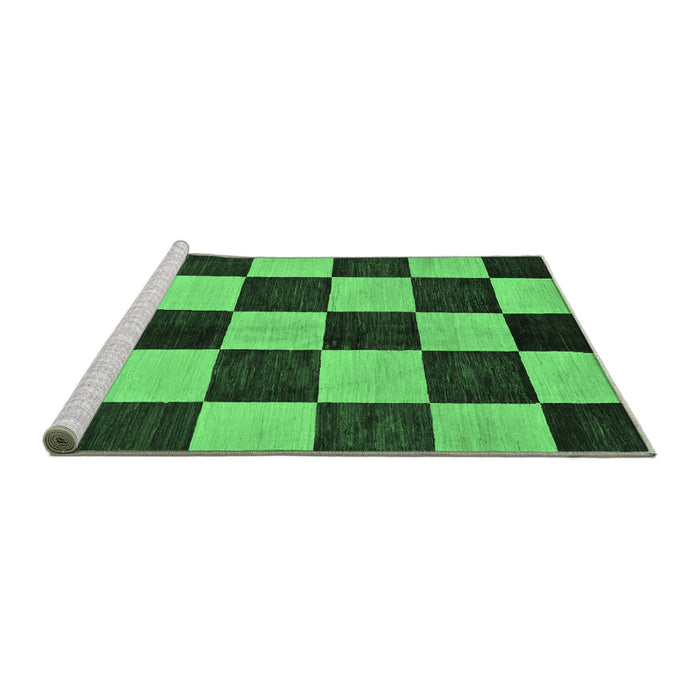 Sideview of Machine Washable Checkered Emerald Green Modern Area Rugs, wshabs171emgrn