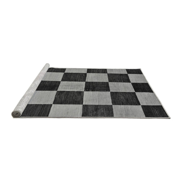 Sideview of Machine Washable Checkered Gray Modern Rug, wshabs171gry