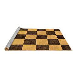 Sideview of Machine Washable Checkered Brown Modern Rug, wshabs171brn