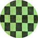 Round Checkered Turquoise Modern Rug, abs171turq