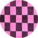 Round Checkered Purple Modern Rug, abs171pur