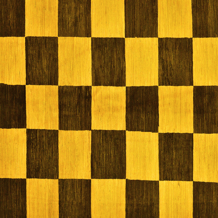 Square Machine Washable Checkered Yellow Modern Rug, wshabs171yw