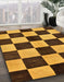 Abstract Bakers Brown Checkered Rug in Family Room, abs171