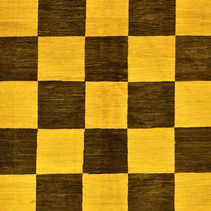 Machine Washable Checkered Yellow Modern Rug, wshabs171yw