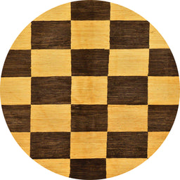 Round Machine Washable Abstract Bakers Brown Rug, wshabs171