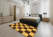 Abstract Bakers Brown Checkered Rug in a Bedroom, abs171