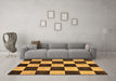 Machine Washable Checkered Brown Modern Rug in a Living Room,, wshabs171brn