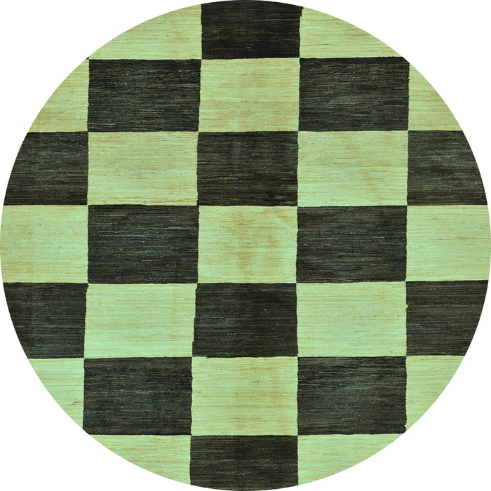 Round Machine Washable Checkered Light Blue Modern Rug, wshabs171lblu