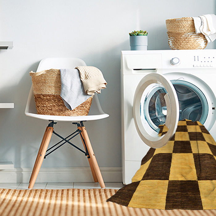 Machine Washable Abstract Bakers Brown Rug in a Washing Machine, wshabs171