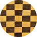 Round Abstract Bakers Brown Checkered Rug, abs171