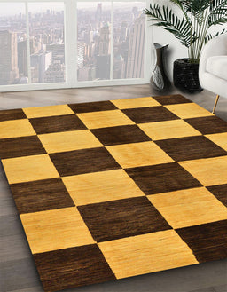 Machine Washable Abstract Bakers Brown Rug in a Family Room, wshabs171