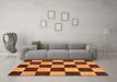 Machine Washable Checkered Orange Modern Area Rugs in a Living Room, wshabs171org