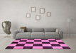 Machine Washable Checkered Purple Modern Area Rugs in a Living Room, wshabs171pur
