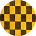 Round Checkered Yellow Modern Rug, abs171yw