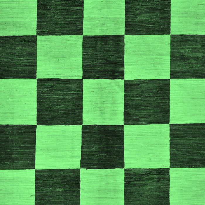 Machine Washable Checkered Emerald Green Modern Area Rugs, wshabs171emgrn
