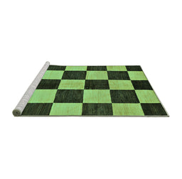 Sideview of Machine Washable Checkered Turquoise Modern Area Rugs, wshabs171turq