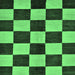 Square Machine Washable Checkered Emerald Green Modern Area Rugs, wshabs171emgrn