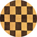 Round Checkered Brown Modern Rug, abs171brn