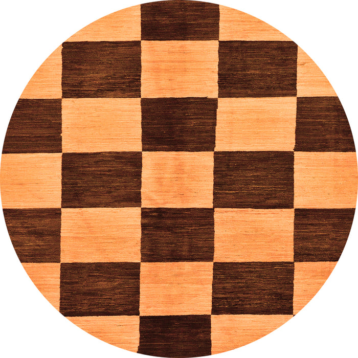 Round Machine Washable Checkered Orange Modern Area Rugs, wshabs171org