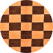 Round Machine Washable Checkered Orange Modern Area Rugs, wshabs171org