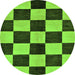 Round Checkered Green Modern Rug, abs171grn