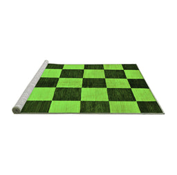 Sideview of Machine Washable Checkered Green Modern Area Rugs, wshabs171grn