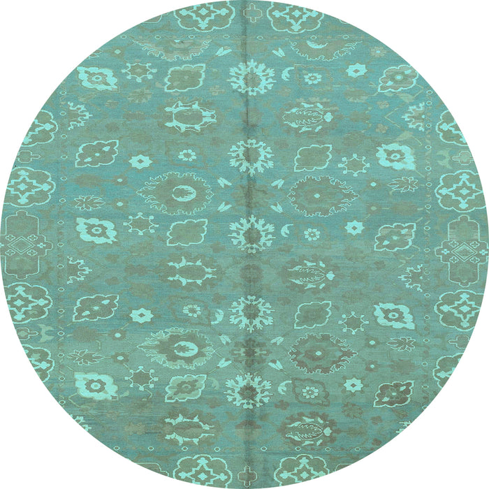 Round Oriental Light Blue Traditional Rug, abs1720lblu