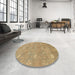 Round Abstract Cinnamon Brown Oriental Rug in a Office, abs1720